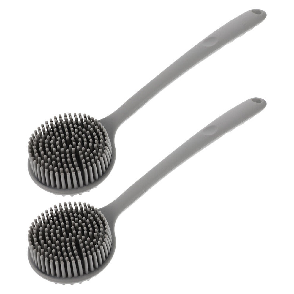 Aboofan 4Pcs Long Handle Silicone Bath Brush Grey Exfoliating Body Scrubber