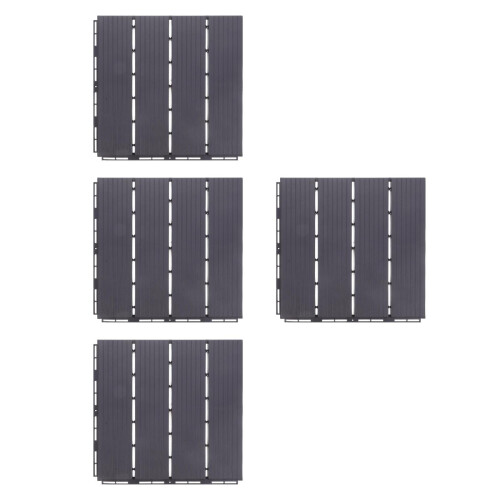 4Pcs Grey Interlocking Plastic Patio Deck Tiles Waterproof Outdoor Rug 1