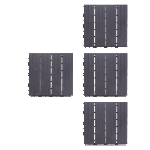 4Pcs Grey Interlocking Plastic Patio Deck Tiles Waterproof Outdoor Rug 2
