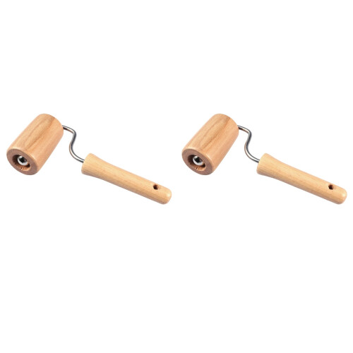 2Pcs Beige Wooden Rolling Pin Single Hand Dough Roller for Baking 1