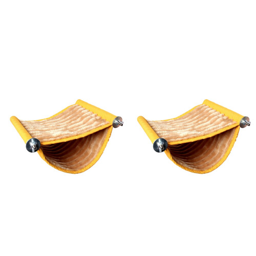 2Pcs Warm Plush Double Layer Hanging Nest Yellow Pet Sleep Bed 1