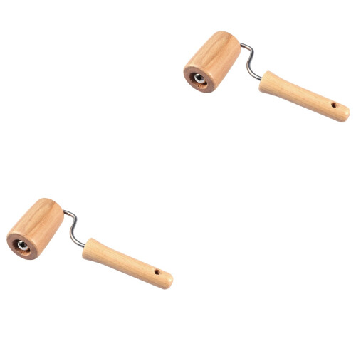 2Pcs Beige Wooden Rolling Pin Single Hand Dough Roller for Baking 2
