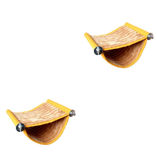 2Pcs Warm Plush Double Layer Hanging Nest Yellow Pet Sleep Bed 2