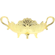 3Pcs Golden Metal Fruit Dish with Handle Embossed Snack Plate for Home