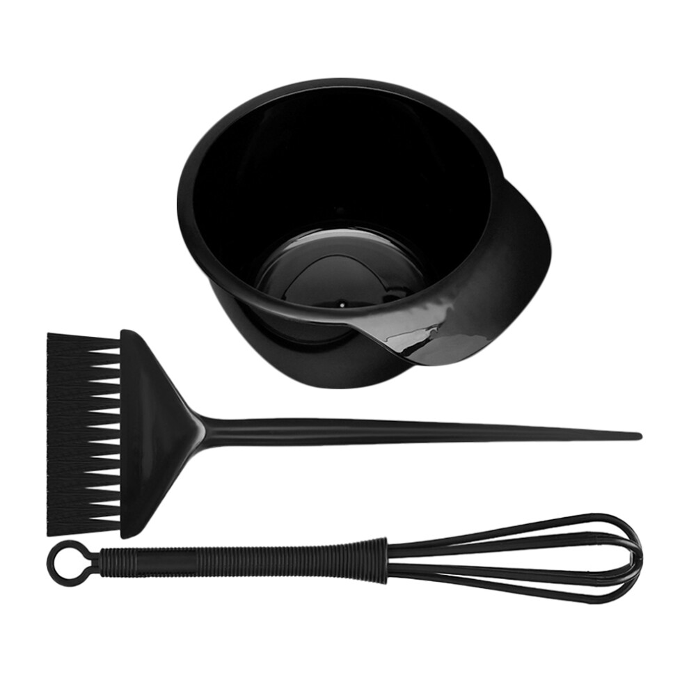 Villcase 3Sets Home Hair Dye Brush And Bowl Set Black Pp With Mixing Rod