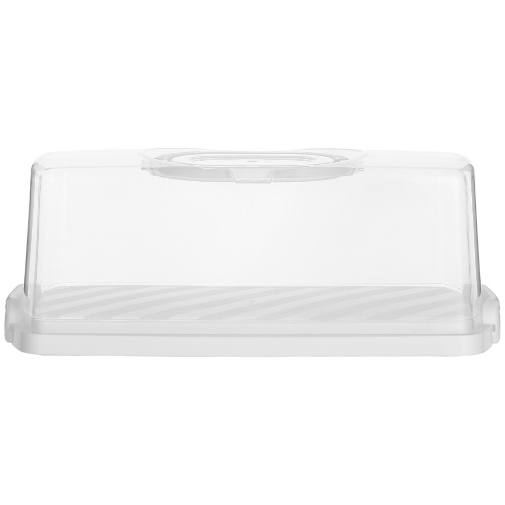 2Pcs Rectangular Bread Box Portable White PP Bread Storage Container