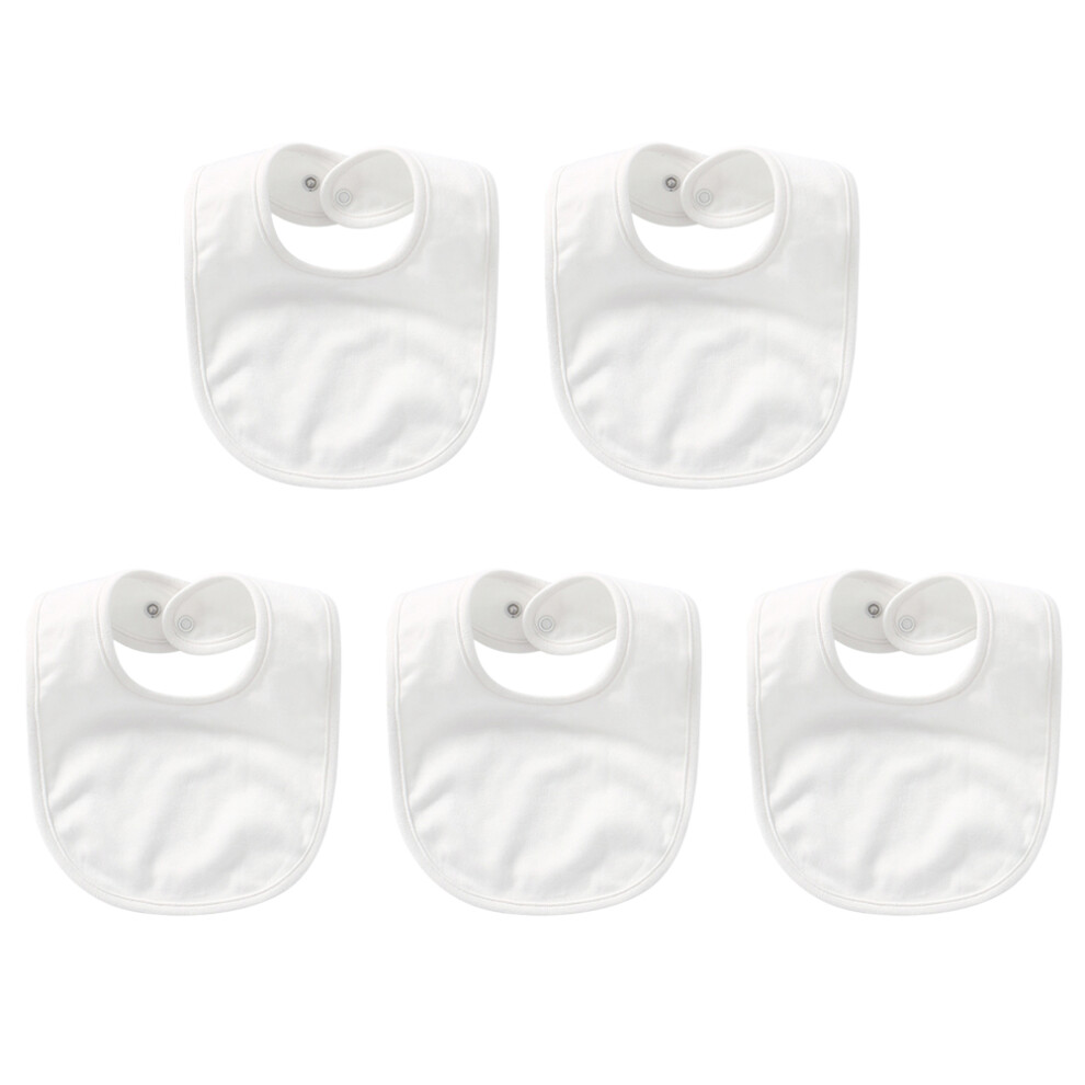 10Pcs Pure Cotton Baby Bibs Adjustable Snaps Saliva Towels White Villcase