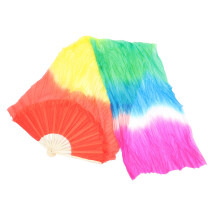 2Pcs Multi-Colored Belly Dance Silk Fan Veils for Dance Decoration