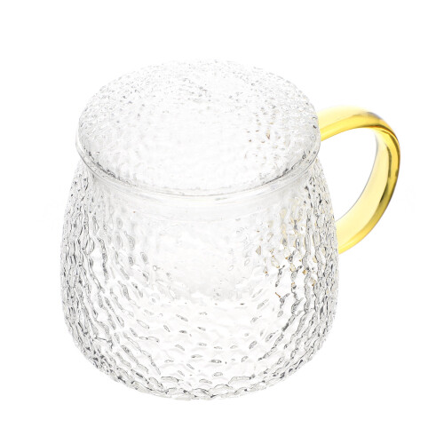 4Sets Clear Glass Tea Cup with Handle for Hot Drinks and Office Coffee