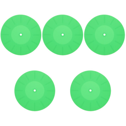 5Pcs Soft Silicone Record Player Mats Green Anti-Static Turntable Pads 2