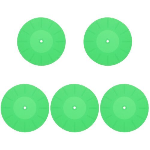 5Pcs Soft Silicone Record Player Mats Green Anti-Static Turntable Pads 1