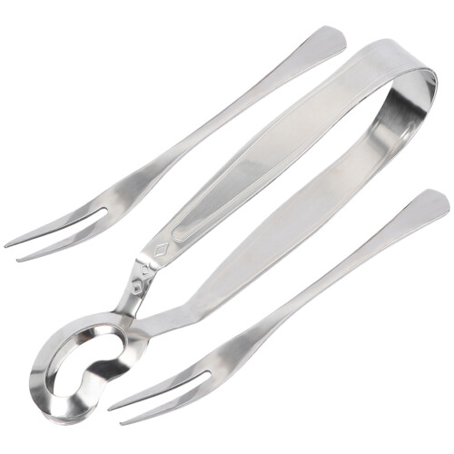 5Sets Practical Stainless Steel Escargot Snail Tong Fork Set Silver