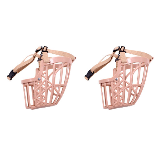 2Pcs Adjustable Small Dog Muzzle Pink Nylon Anti-Bite Pet Mouth Cover 1