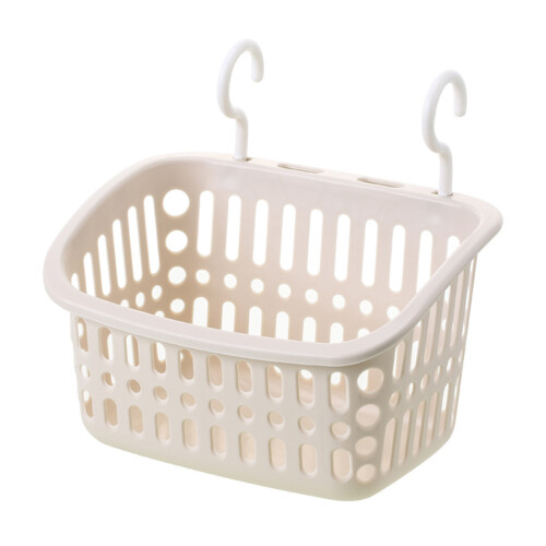 2Pcs Plastic Hanging Sundries Organizer Basket Beige Home Storage