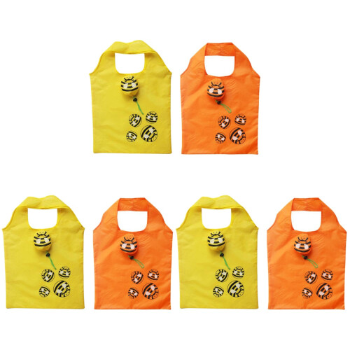 6Pcs Reusable Foldable Shopping Bags Storage Tote with Cute 1