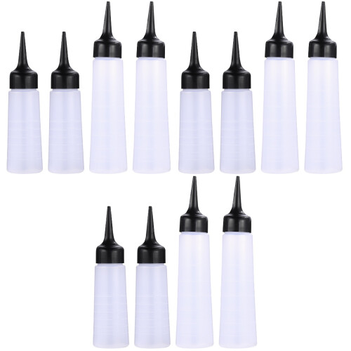 12Pcs Salon Hair Dye Bottles Pointed Tip Refillable Storage Containers 2