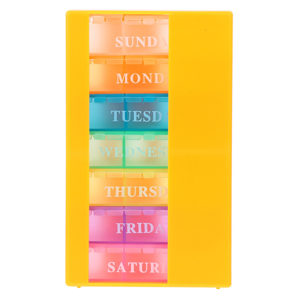 Ohphcall Orange 2Pcs Weekly Pill Case Travel Organizer With 21 Compartments