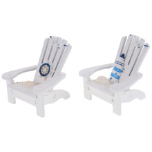 4Pcs Assorted Color Wooden Mini Beach Chairs Table Decor for Desktop