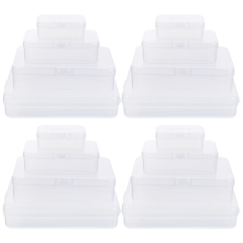 96Pcs Transparent Household Plastic Storage Boxes with Lids Multi-Use 1