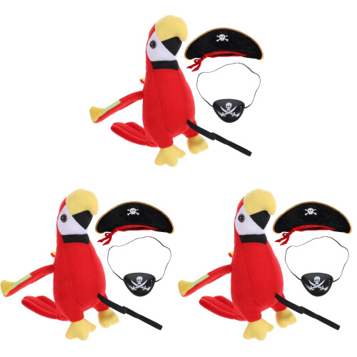 3Sets Stuffed Plush Pirate Parrot Model for Cosplay Party Decor 2