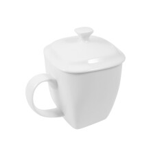 2Pcs White China Mugs Heat Resistant Ceramic Coffee Tea Cups with Lid