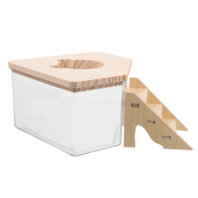 4Sets Transparent Hamster Sand Bath Box Pet Wood Toilet for Gerbils