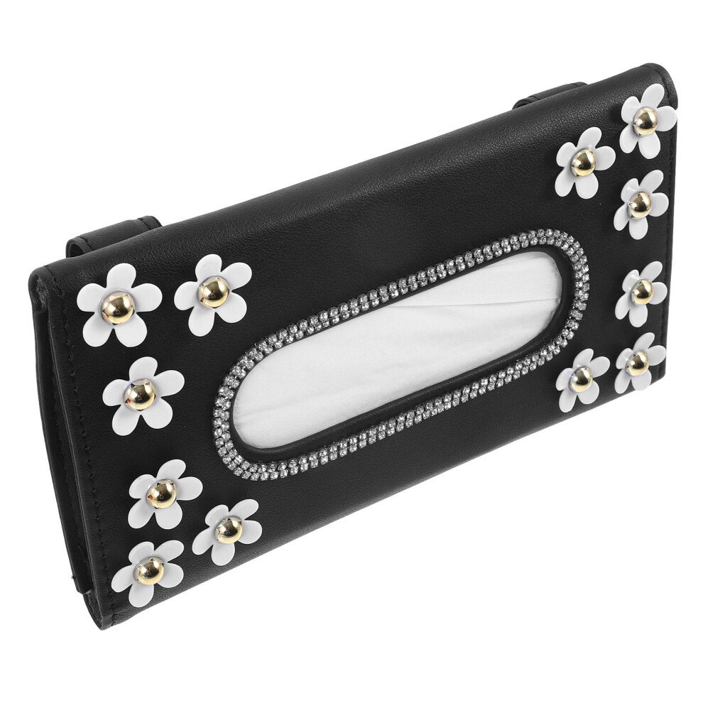 2Pcs Car Tissue Holder Pu Sun Visor Napkin Dispenser Black 032444229006