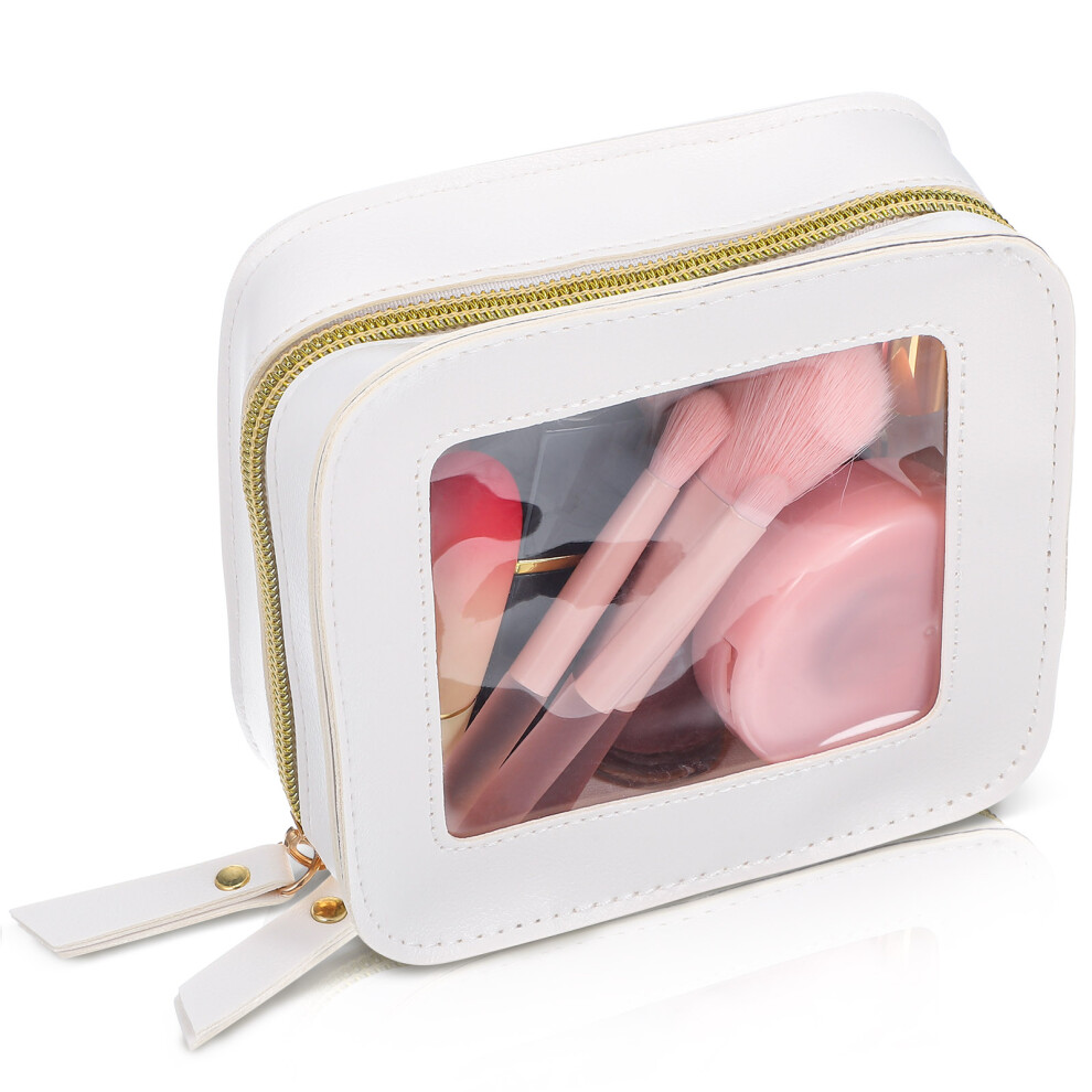 Vaguelly White 5Pcs Clear Travel Makeup Bags Pvc Small Cosmetic Bag With Zipper