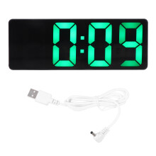 4Sets Decorative Mirror Surface LED Alarm Clock Silver for Home