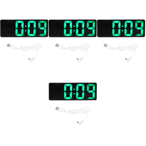 4Sets Decorative Mirror Surface LED Alarm Clock Silver for Home 2