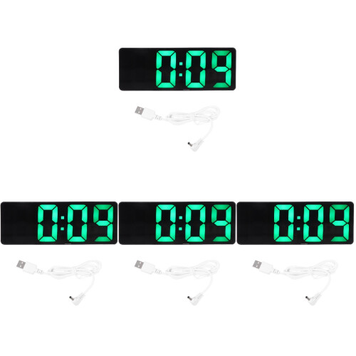 4Sets Decorative Mirror Surface LED Alarm Clock Silver for Home 1