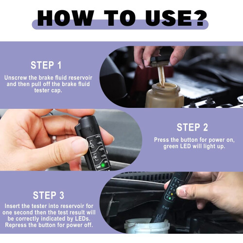 Brake Fluid Tester Pen DOT3 DOT4 DOT5.1 with 5 LED Moisture Indicators Universal Car Diagnostic Tool 2