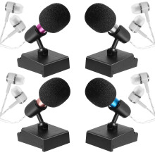 12Sets Mini Microphone Kits with Foam Covers and Stands for Recording