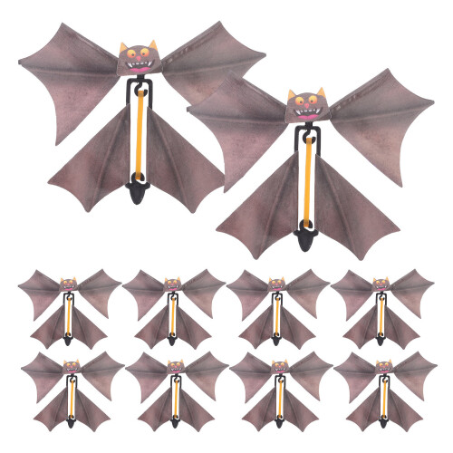 20Pcs Durable Grey Plastic Flying Bat Toy Halloween Trick Plaything