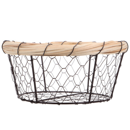 2Pcs Multifunctional Black Iron Wire Basket for Bread Fruit and Eggs