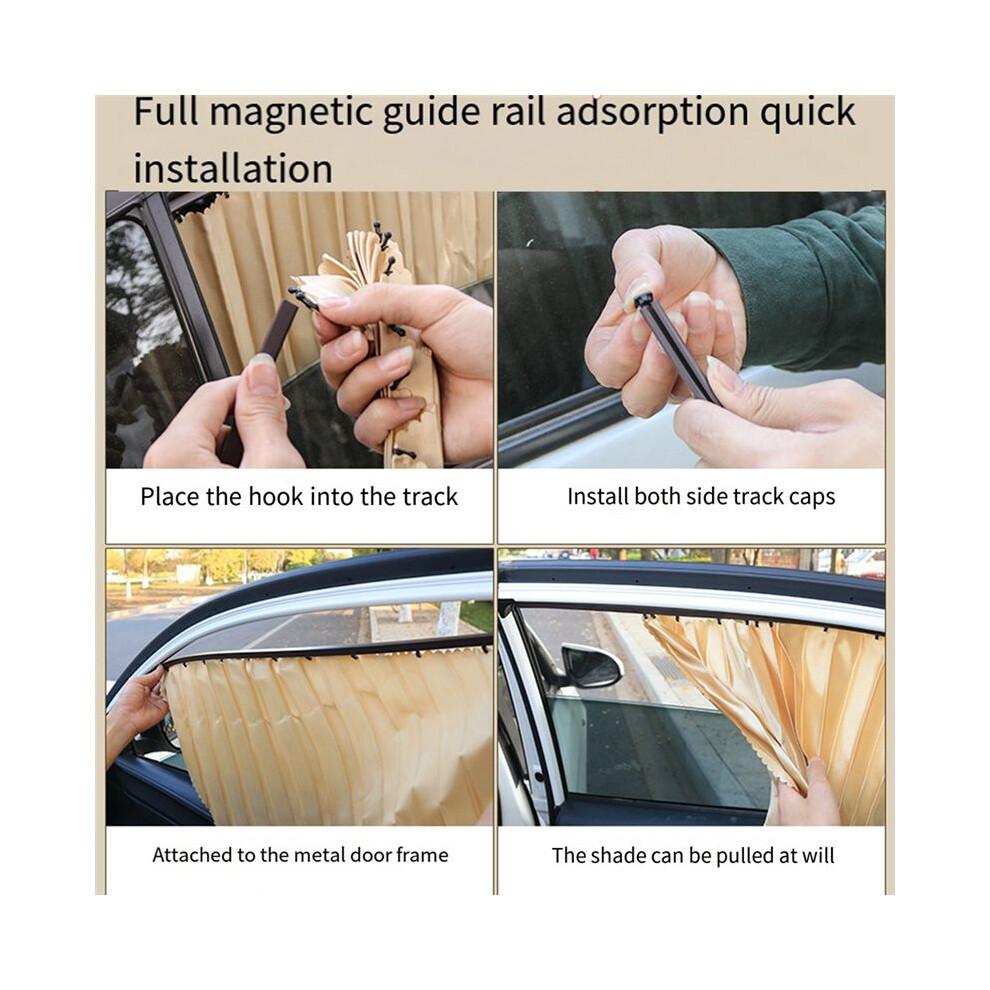 1 Pair Rear Car Sunshade Automatic Retractable Car Curtains Car Window Sun Protection For Car Insulation Shading Black 4852537338745