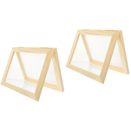 2Pcs Light Brown Wooden Paper Making Screen DIY Craft Tool Kit 2