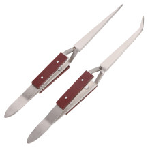 4Pcs Fiber Grip Cross Lock Metal Tweezers Silver for Home Repair Use