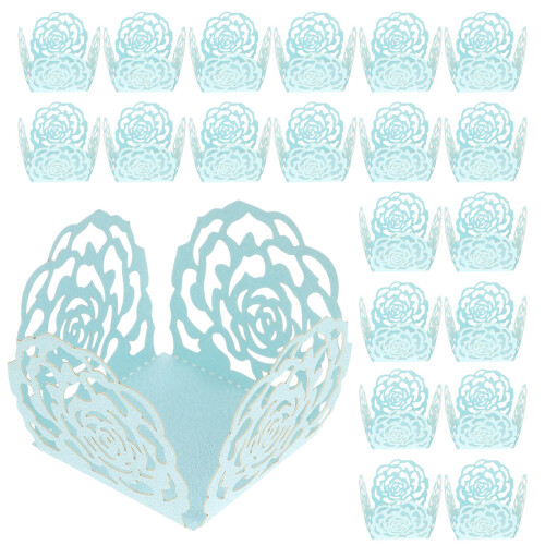 200Pcs Sky-Blue Truffle Paper Wrappers Decorative Chocolate Holders 1