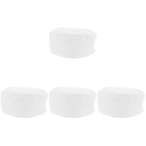 4Pcs White Kitchen Chef Hats Breathable Cloth Uniform Caps for Adults 2