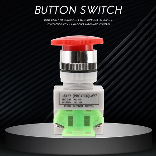 Red Mushroom Cap 1NO 1NC DPST Emergency Stop Push Button  AC 660V 10A 1
