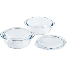 Set of 2 casseroles - PYREX - Glass - Round - 1 L