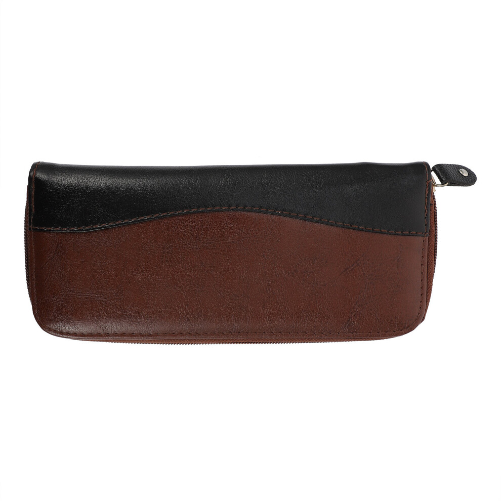 Inoomp Unisex Brown 2Pcs Barber Scissors Pouch Hairdresser Tool Case For Travel Use