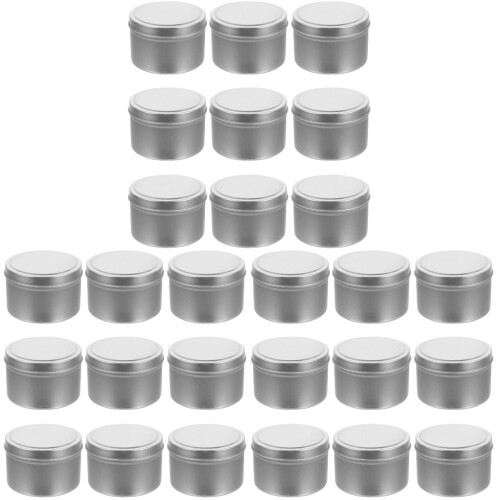 27Stk Runde Kerzengläser Aus Weißblech Silber, DIY 1