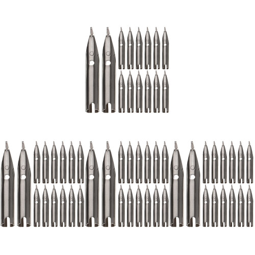 80Stk Kalligraphie-Federn Metall Silber - Für Füller 1