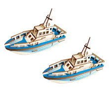 4Stk Holz 3D Lifeboat Puzzle Spielzeug Kreativ Für Kinder Blau