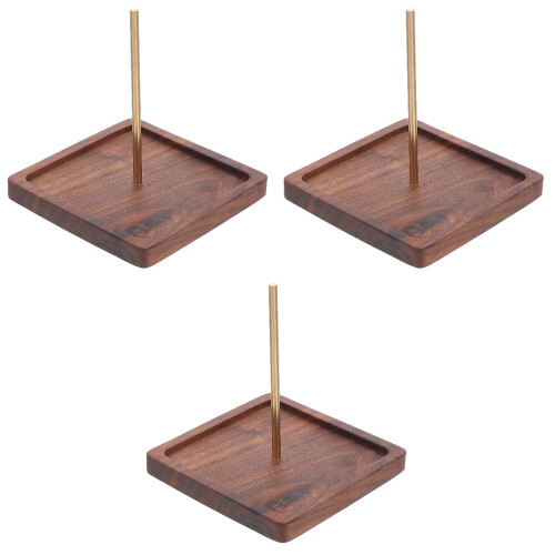 3Pièces Support En Bois Marron Pour Fil À Broder 2