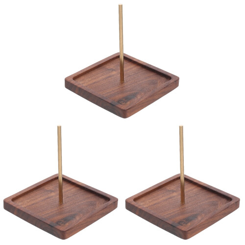 3Pièces Support En Bois Marron Pour Fil À Broder 1