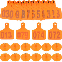 200Pcs Flexible Orange Livestock Ear Tags Numbered Plastic Cow Markers