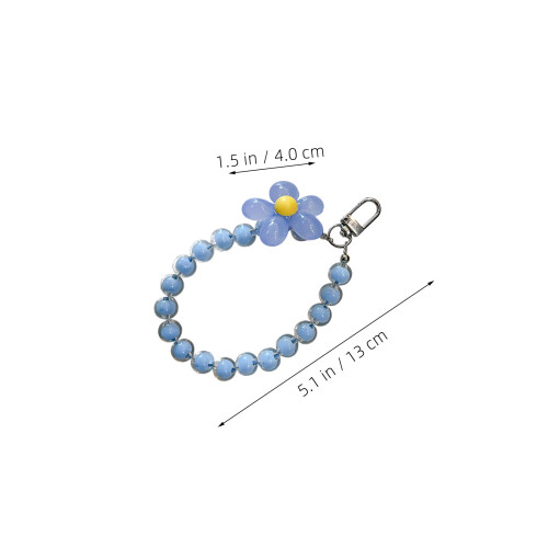5Pcs Floral Beaded Phone Bracelet Strap Durable Acrylic Wrist Strap 2